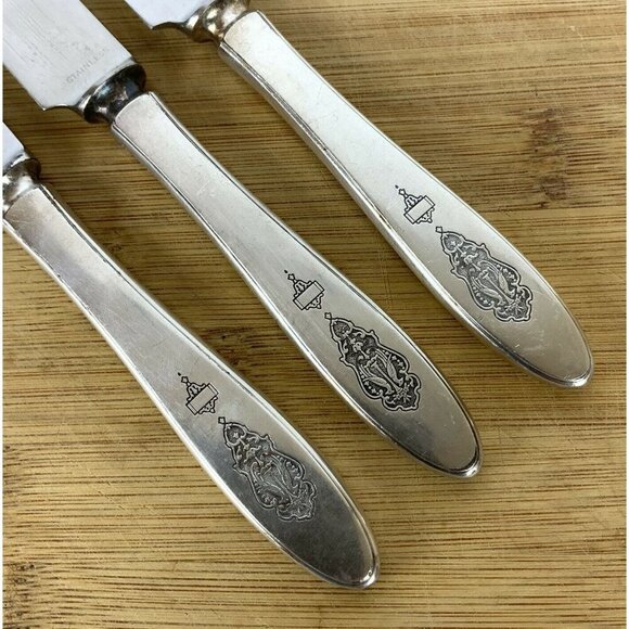 Oneida Community Bird Of Paradise 3 Knives Silverplate Handle Stainless Blades - Picture 3 of 5
